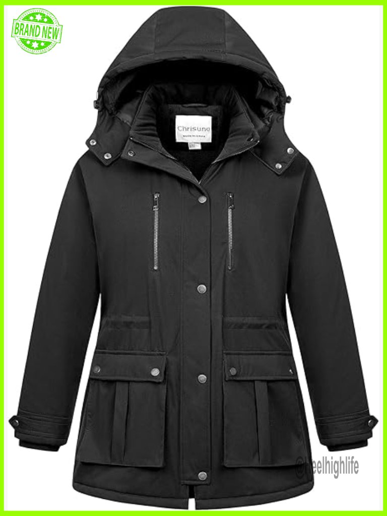Plus Size Insulated Military Parka Jacket Waterproof Fleece Hooded